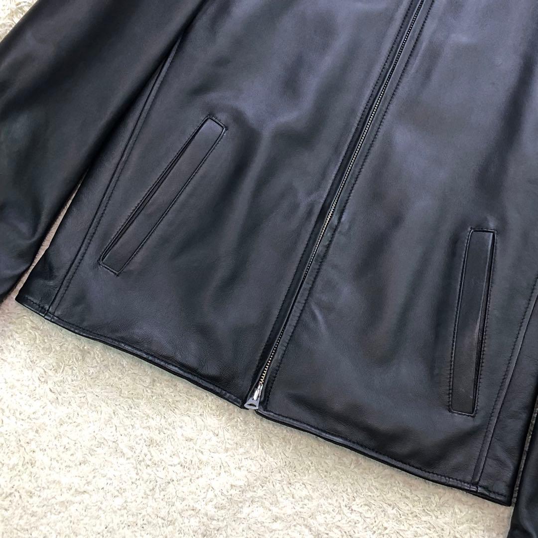 美品⭐ナノユニバース シングル ライダース 羊革 ラムレザー L ブラック 黒