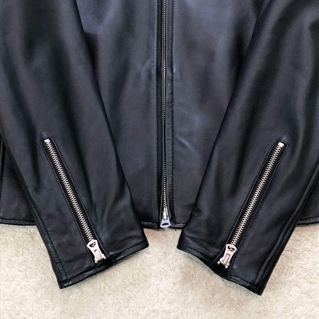 美品⭐ナノユニバース シングル ライダース 羊革 ラムレザー L ブラック 黒