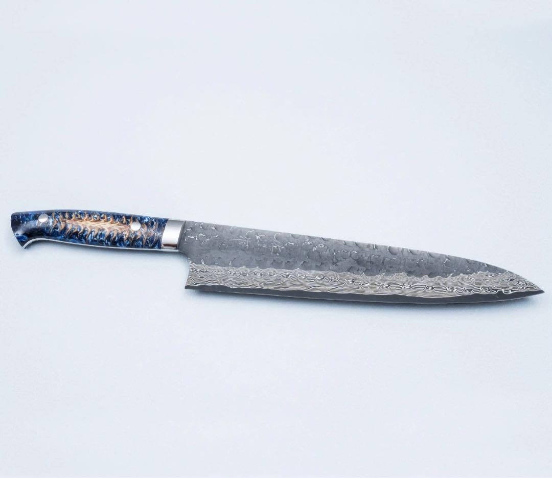 佐治武士　クロス槌目　黒打ち　vg10 牛刀240mm