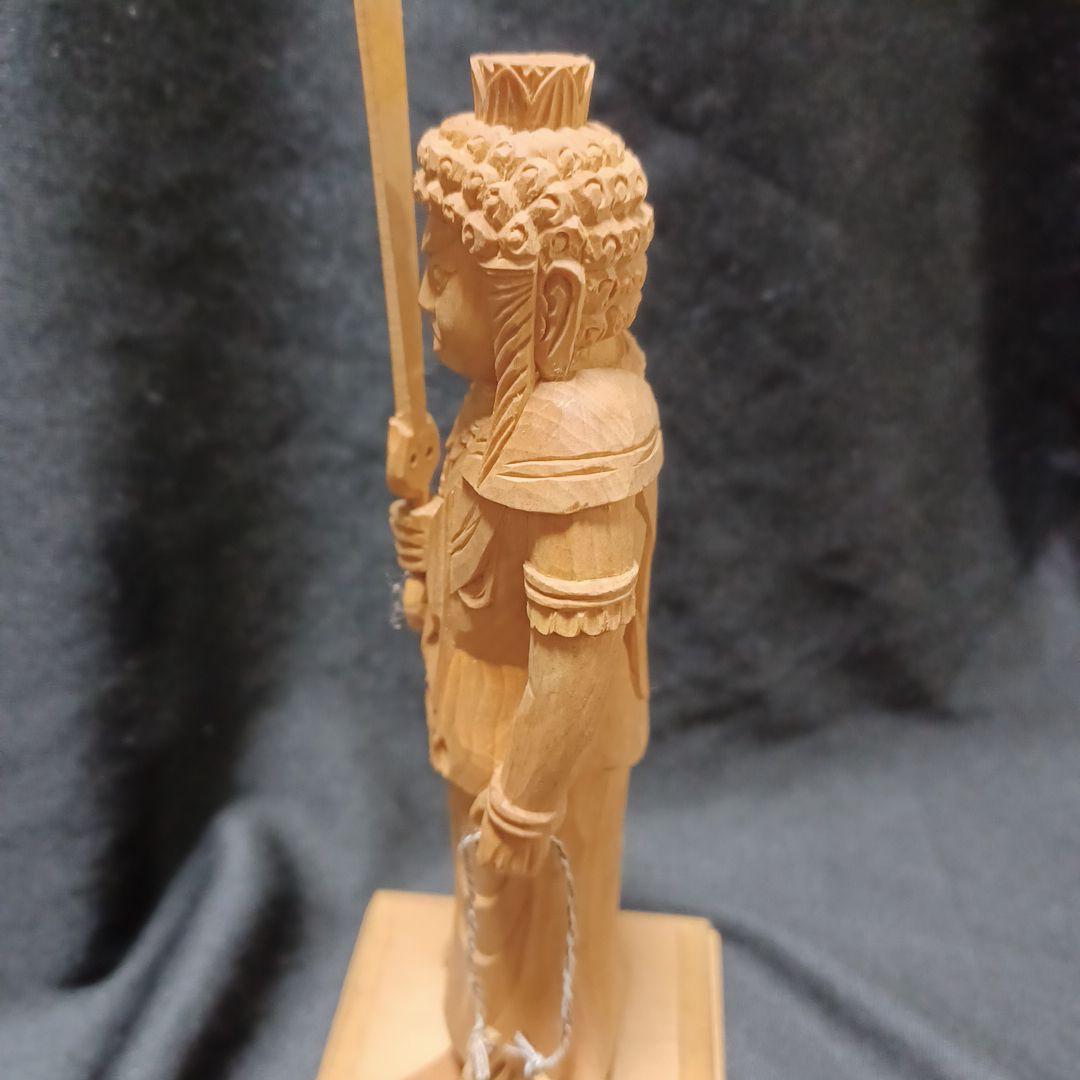 木彫仏像 不動明王　仏教美術 精密細工 　高さ14.5cm