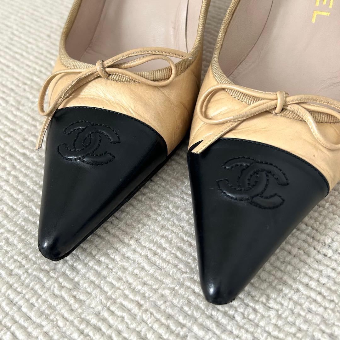 CHANEL シャネル パンプス ココマーク バイカラー 24cm 37