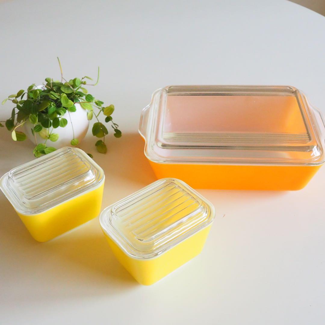 【再値下げ】【ヴィンテージ】オールドパイレックス　レフリジレーター3点セット