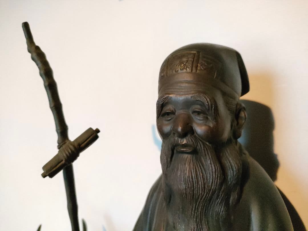 寿老人と鹿（台含む）骨董　置物
