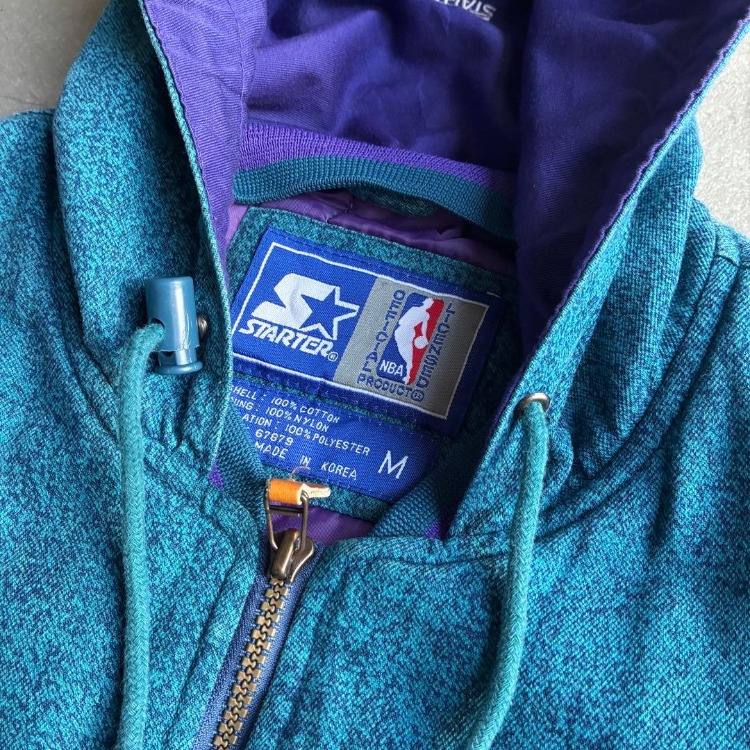 90s STARTER NBA シャーロットホーネッツ 中綿 ジップパーカー