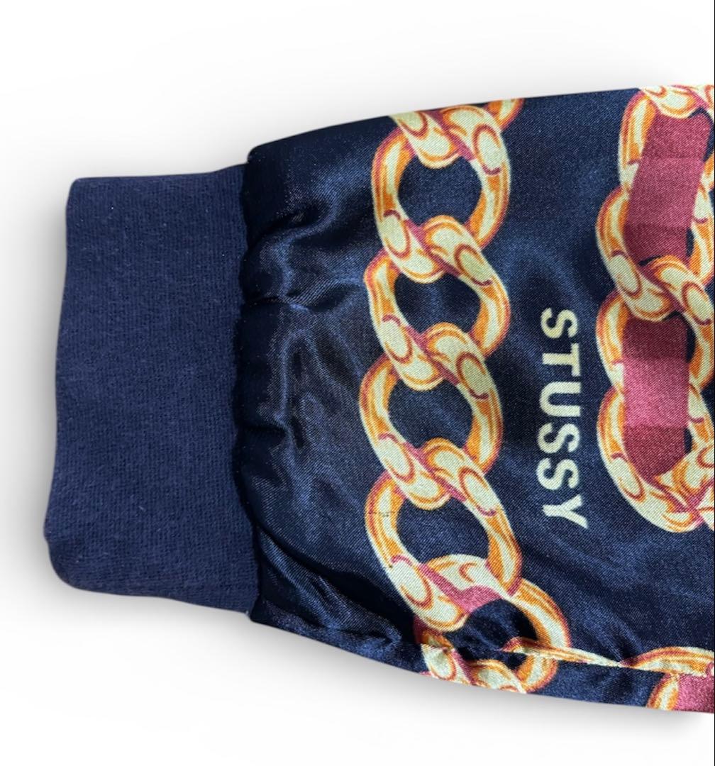 【美品】STUSSY ステューシー チェーン柄 ボンバージャケット スカジャン