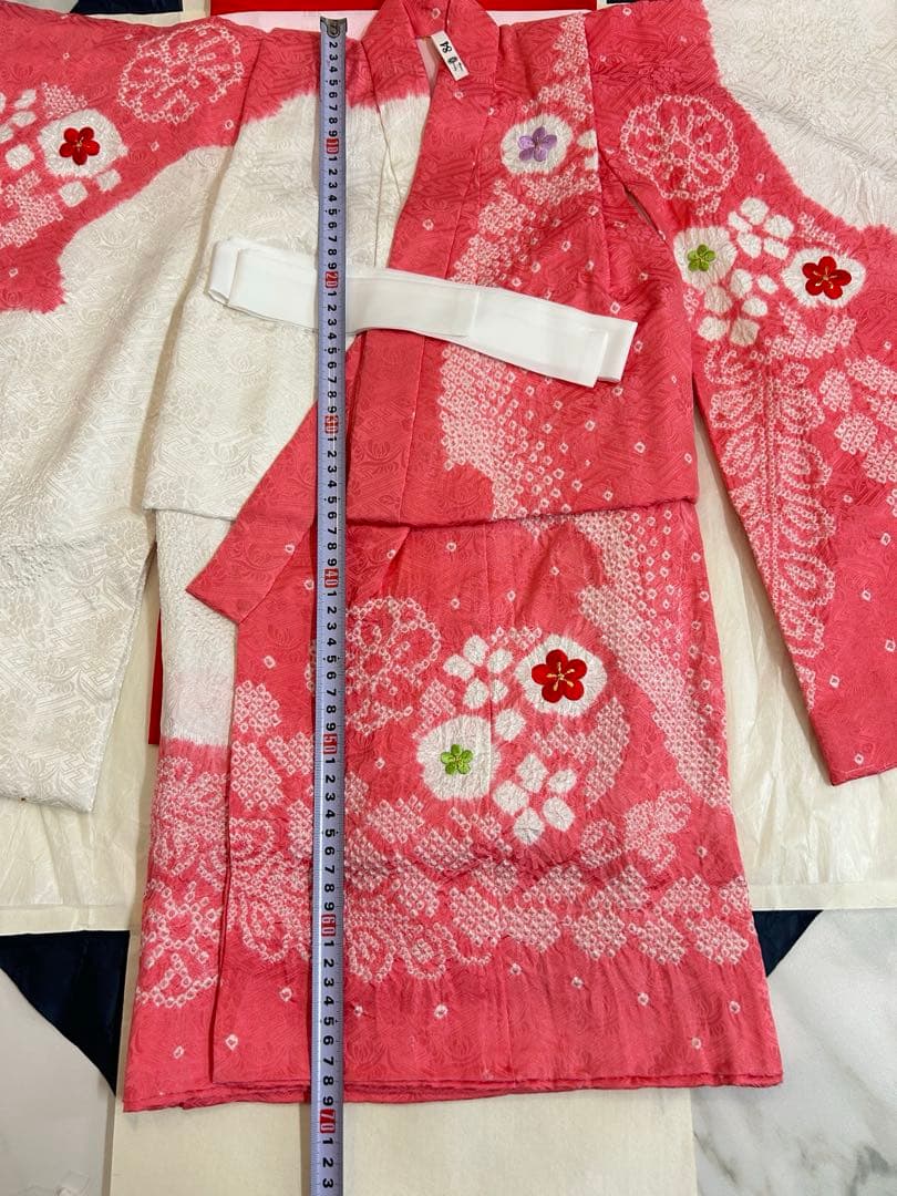 女の子七五三♡3歳♡ピンク 花柄刺繍 正絹高級お着物フルセット