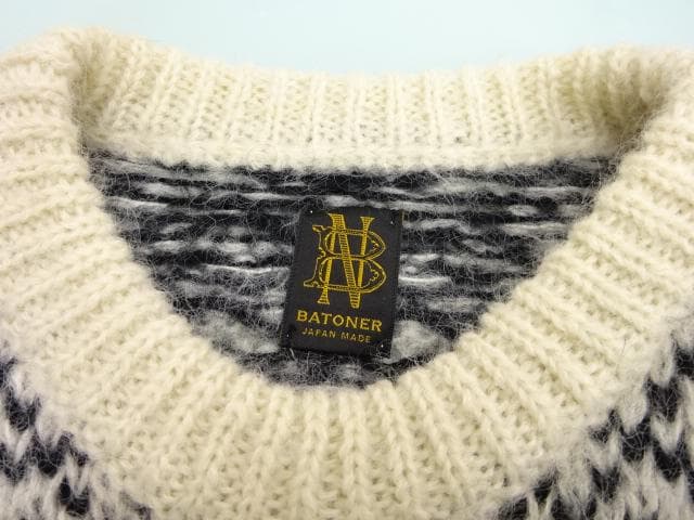 バトナー　MOHAIR LATOVIAN CREW NECK　白黒