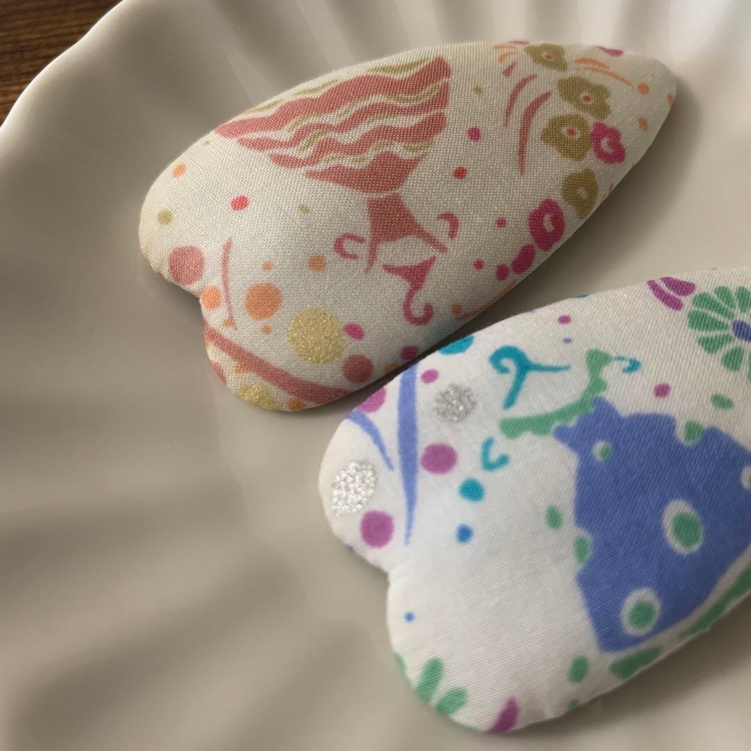 【290】リバティプリント　ハンドメイド　パッチンピン　ヘアピン　ハート　2個