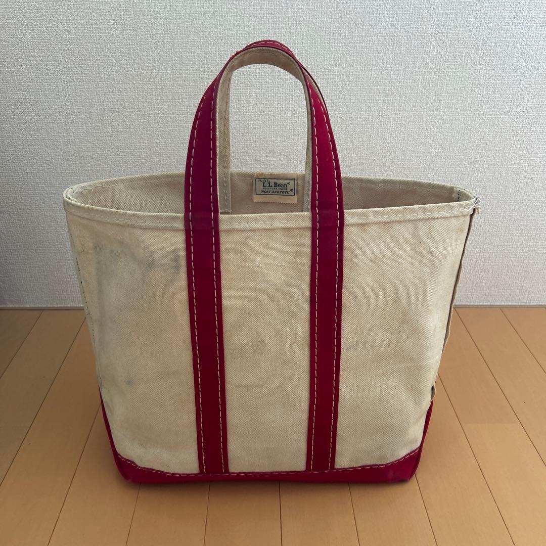 80s ガイド2本 ギザタグ エルエルビーン トートバッグ レッド Mサイズ