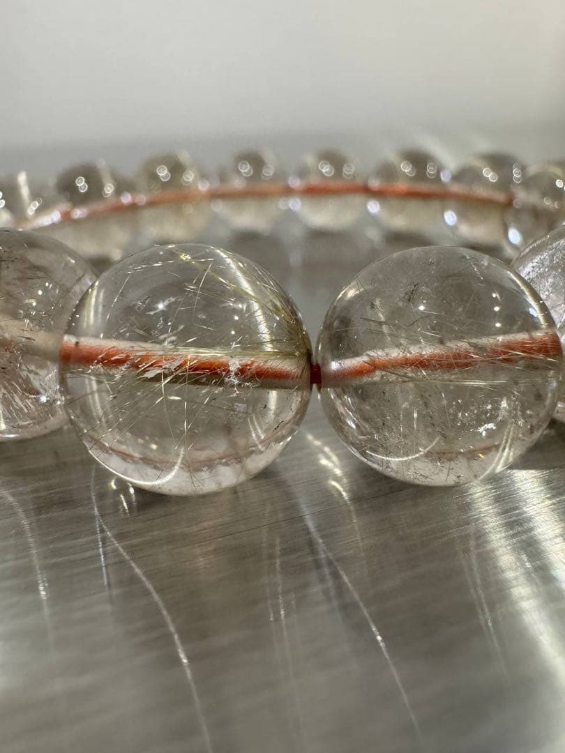 ゴールドルチルクォーツブレスレット　約13.5mm
