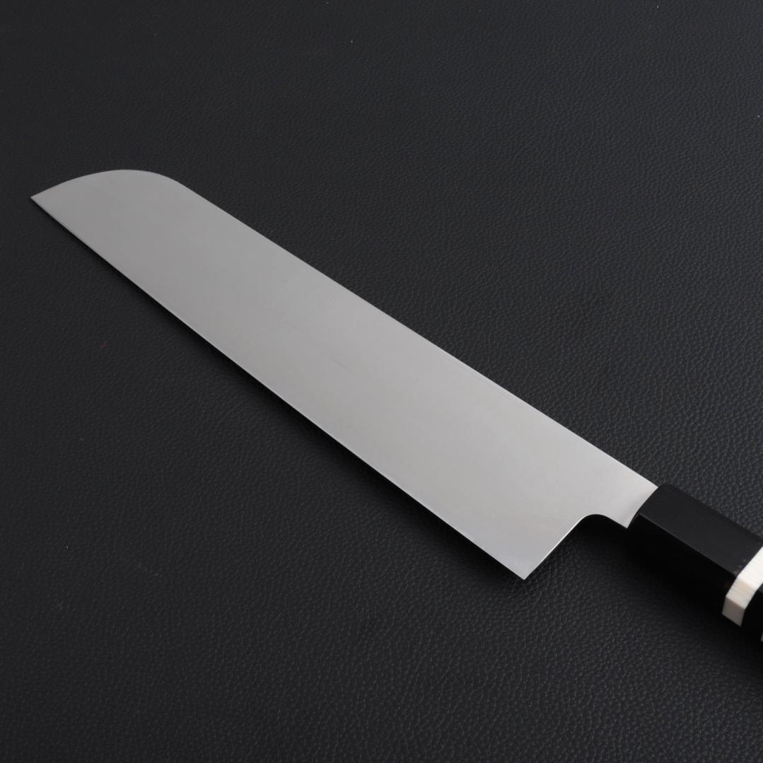 8843 鎌型薄刃 8寸 刺身包丁 刃は究極の切れ味 黒檀黒水牛角白三本巻八角柄