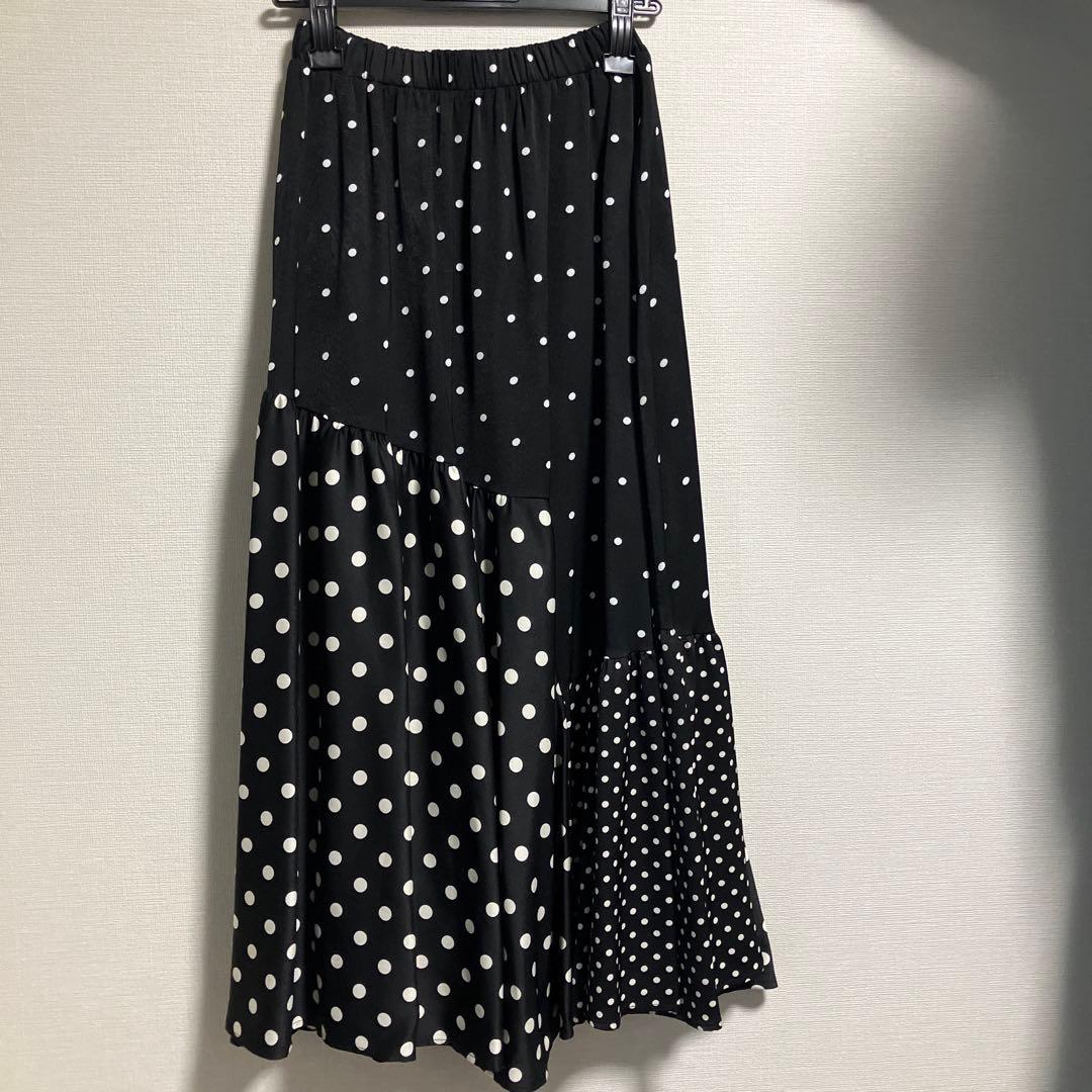 ビアズリー　ドットパッチワーク　ロングスカート　0サイズ　Ｓサイズ