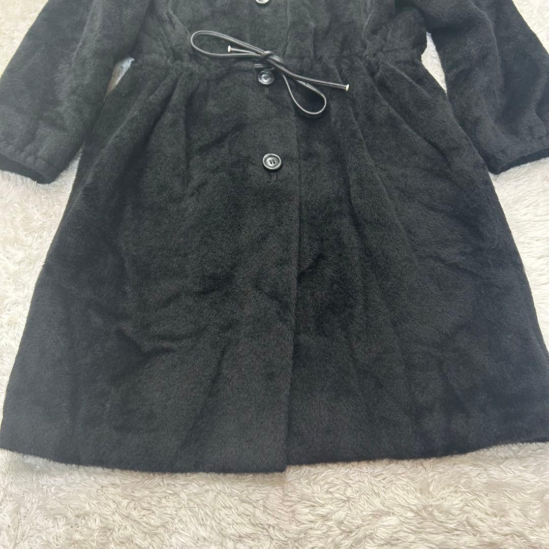 美品✨MaxMara 最高峰白タグ ふわふわ贅沢アルパカシャギーコート 42 黒