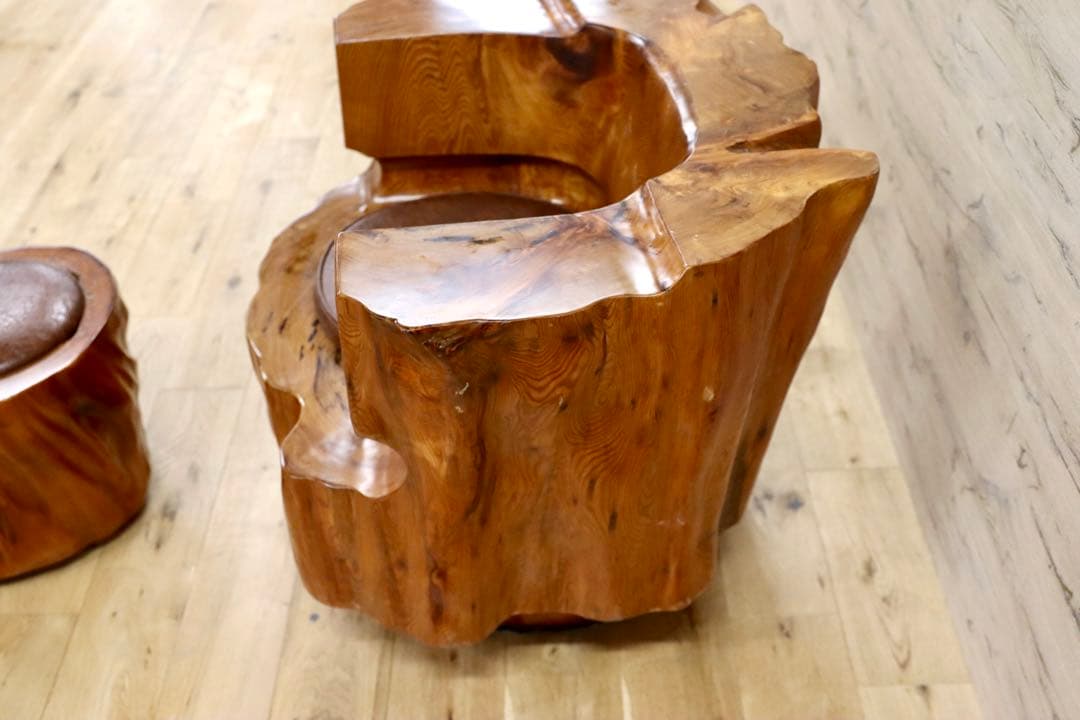 GMFS327○世界遺産屋久杉 大臣椅子 スツール 椅子 無垢材 伝統工芸 逸品