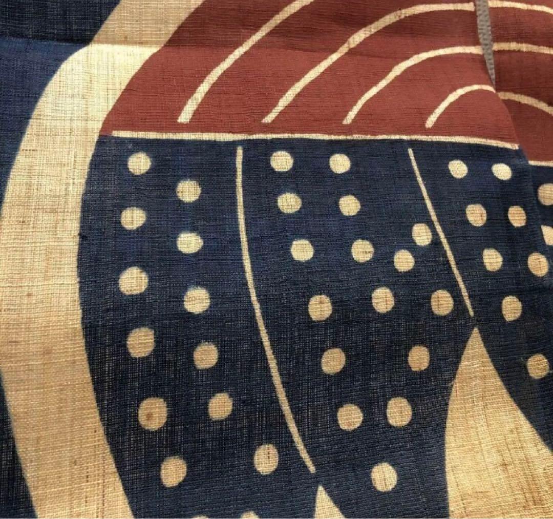 素敵　お洒落な　麻　型染　藍染　のれん　暖簾