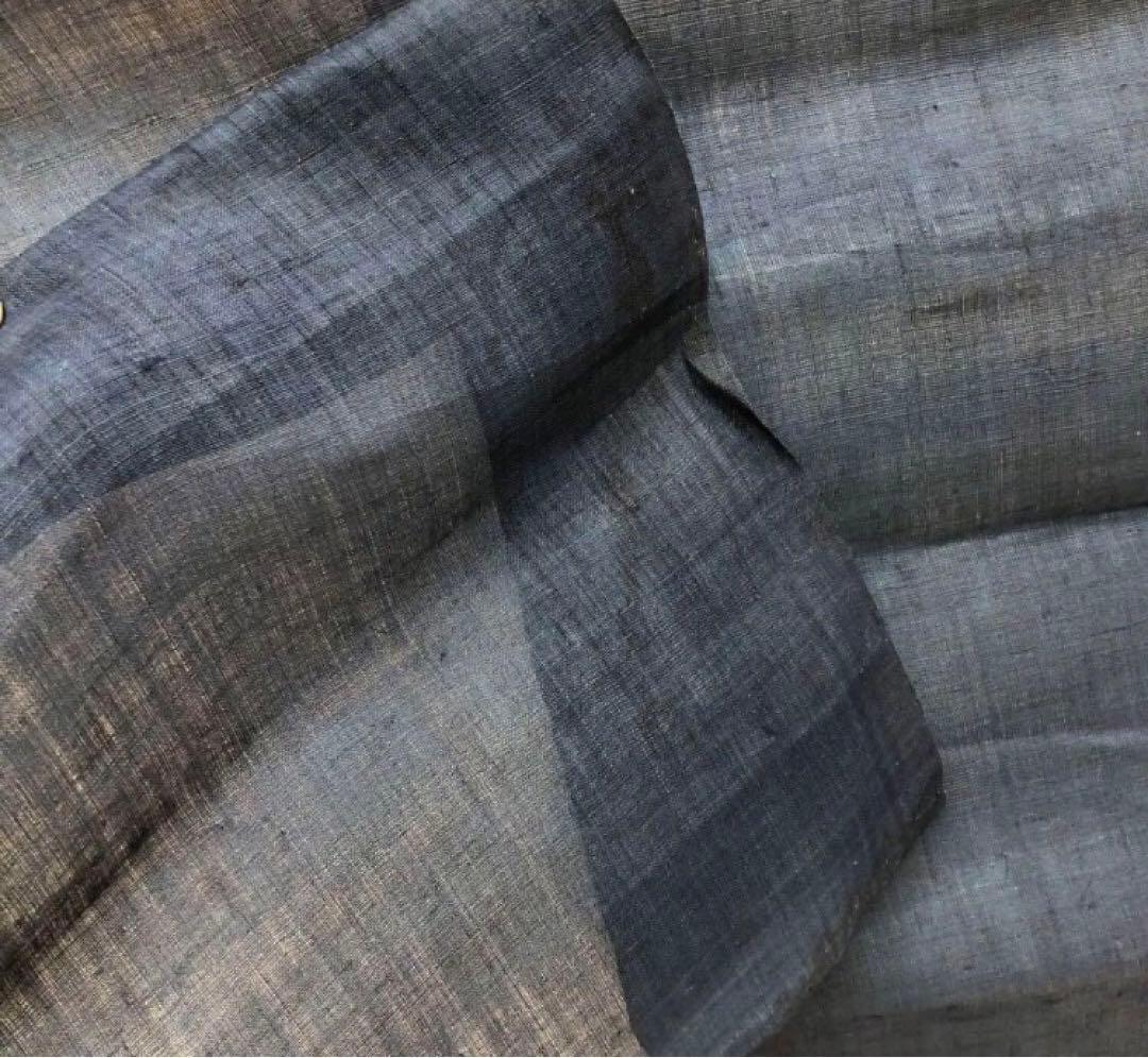 素敵　お洒落な　麻　型染　藍染　のれん　暖簾