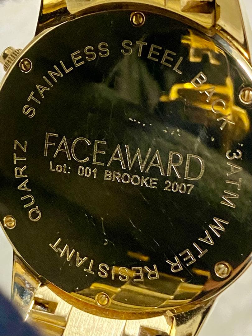 美品 FACEAWARD 腕時計 ゴールド クォーツ スワロフスキージルコニア