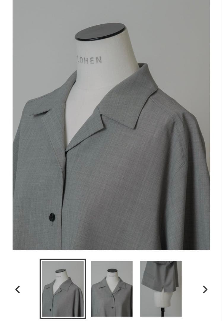 オープンカラークロップドシャツ　T.GRAY