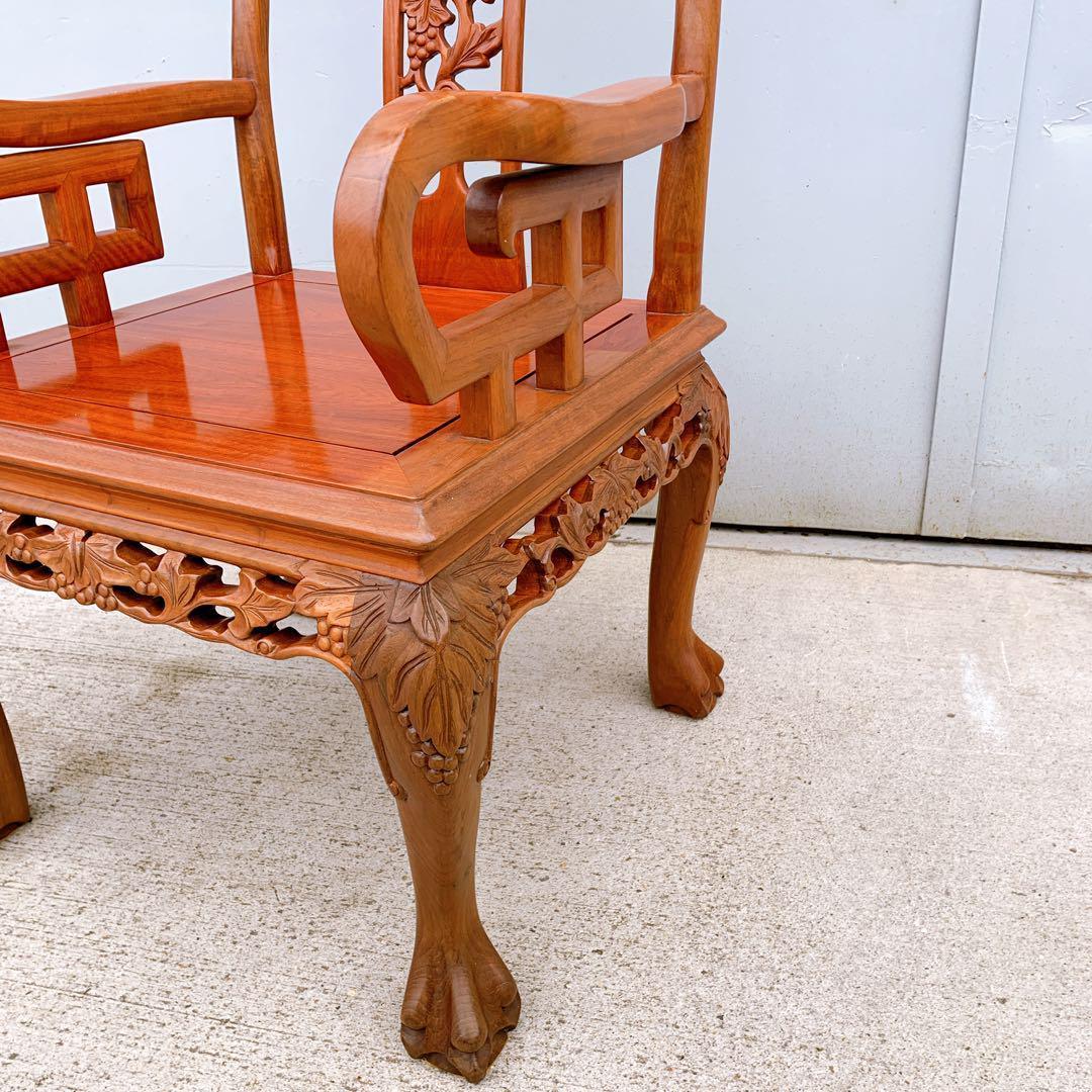 【稀少品】中国家具 ダイニング アームチェア 唐木家具 李朝家具 花梨