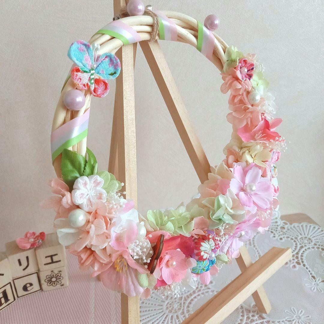 No６ *✿SAKURA✿*ちりめん細工とプリザのプリンセスリース