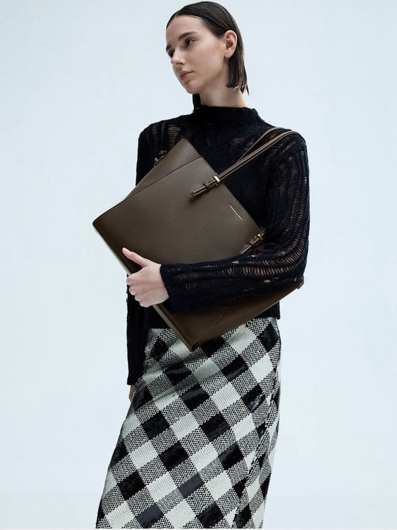CHARLES & KEITHサンサ クラシックダブルハンドルトートバッグ