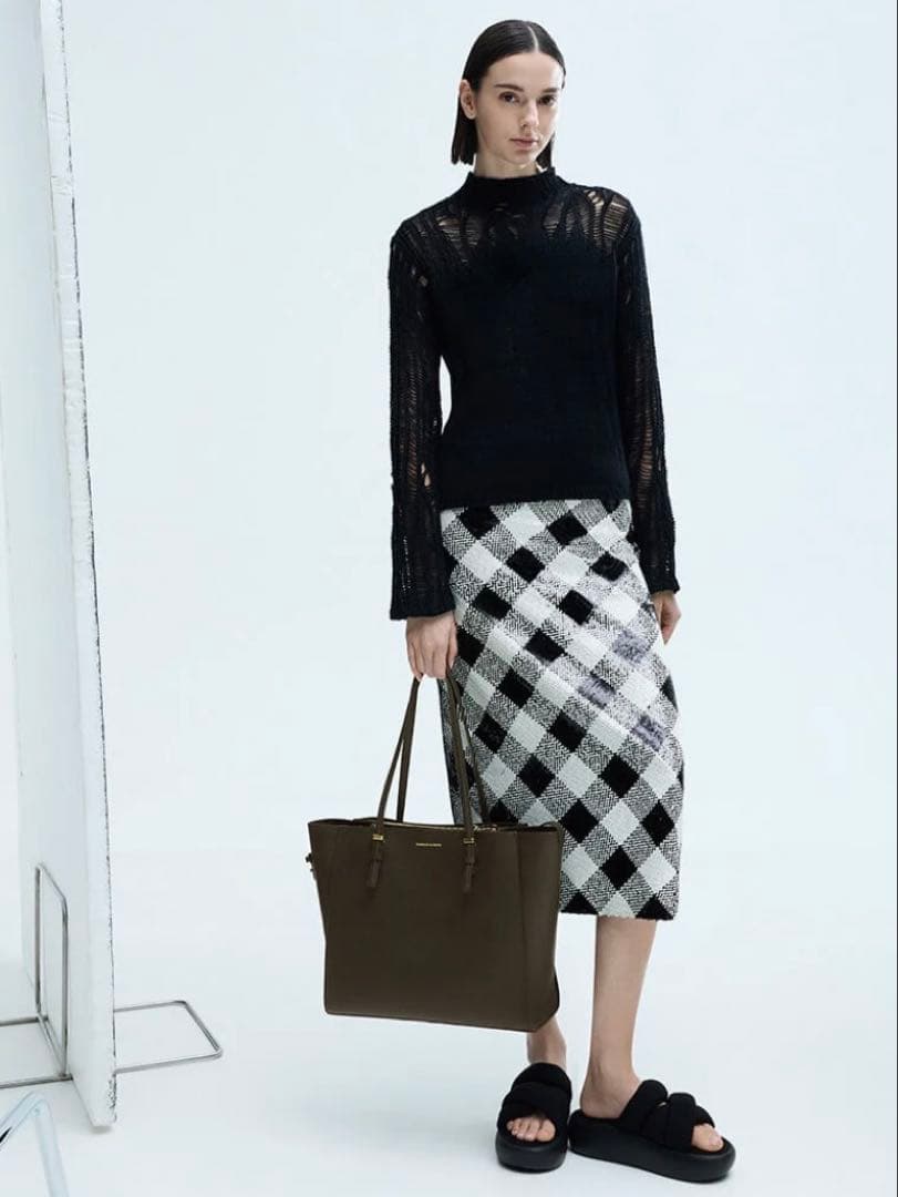 CHARLES & KEITHサンサ クラシックダブルハンドルトートバッグ