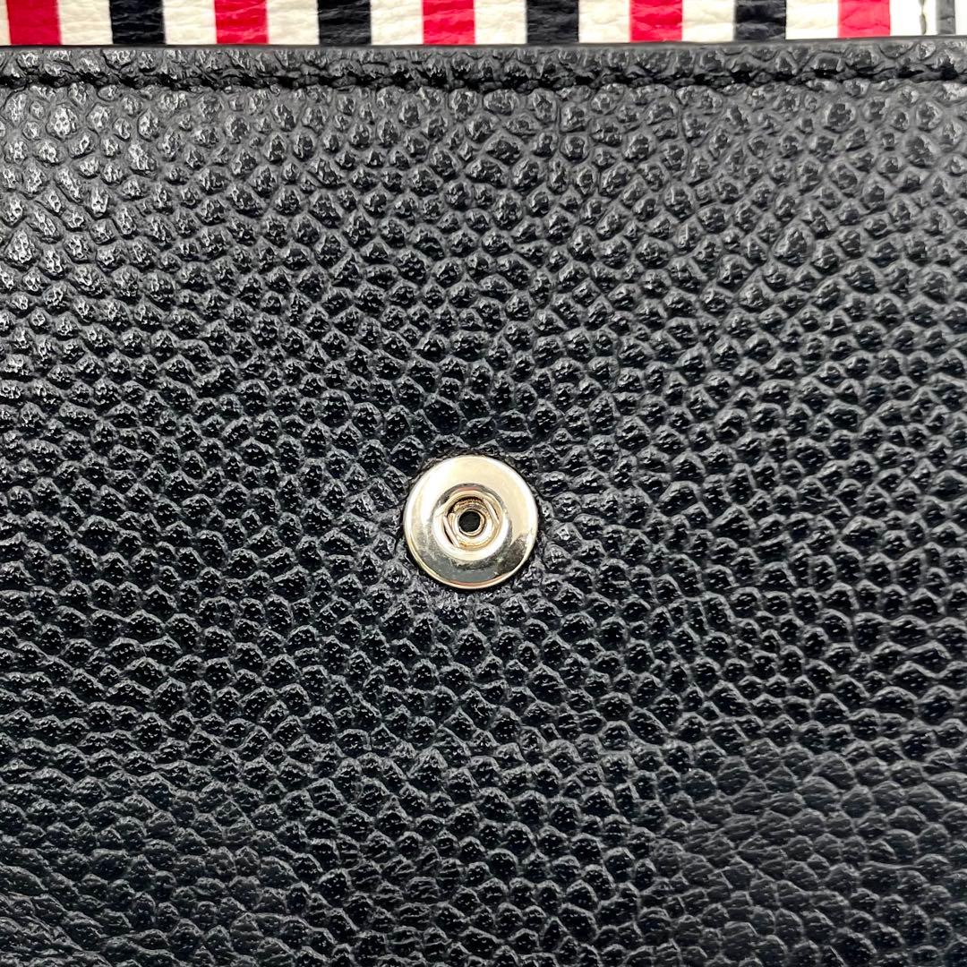 THOM BROWNE ケース　トリコロール　牛革　ブラック　箱付き