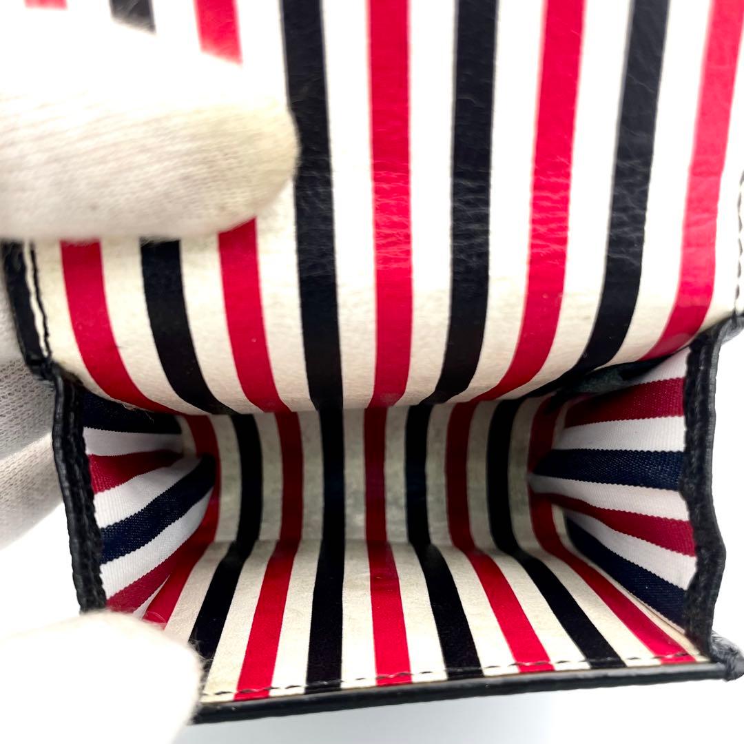 THOM BROWNE ケース　トリコロール　牛革　ブラック　箱付き