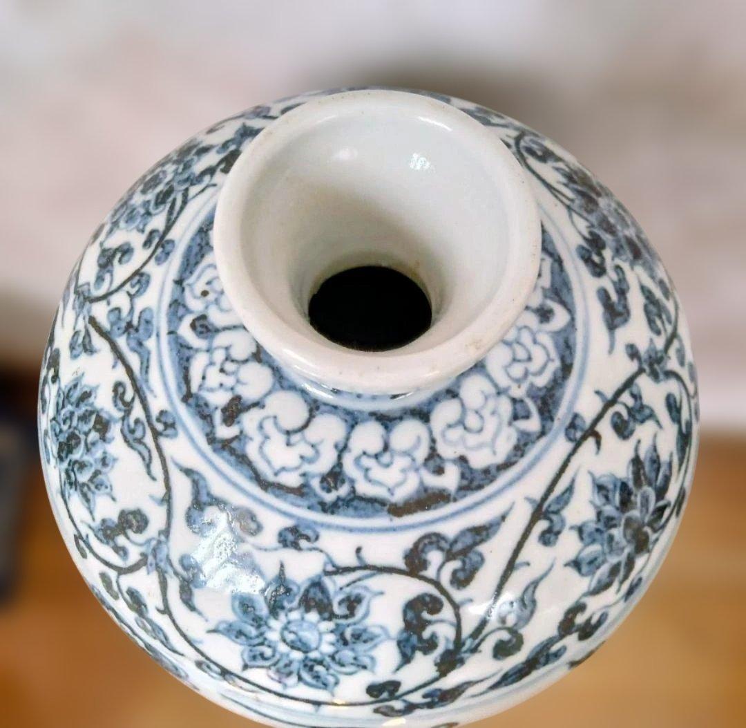 唐物　染付龍文花瓶　明時代　中国　大名品