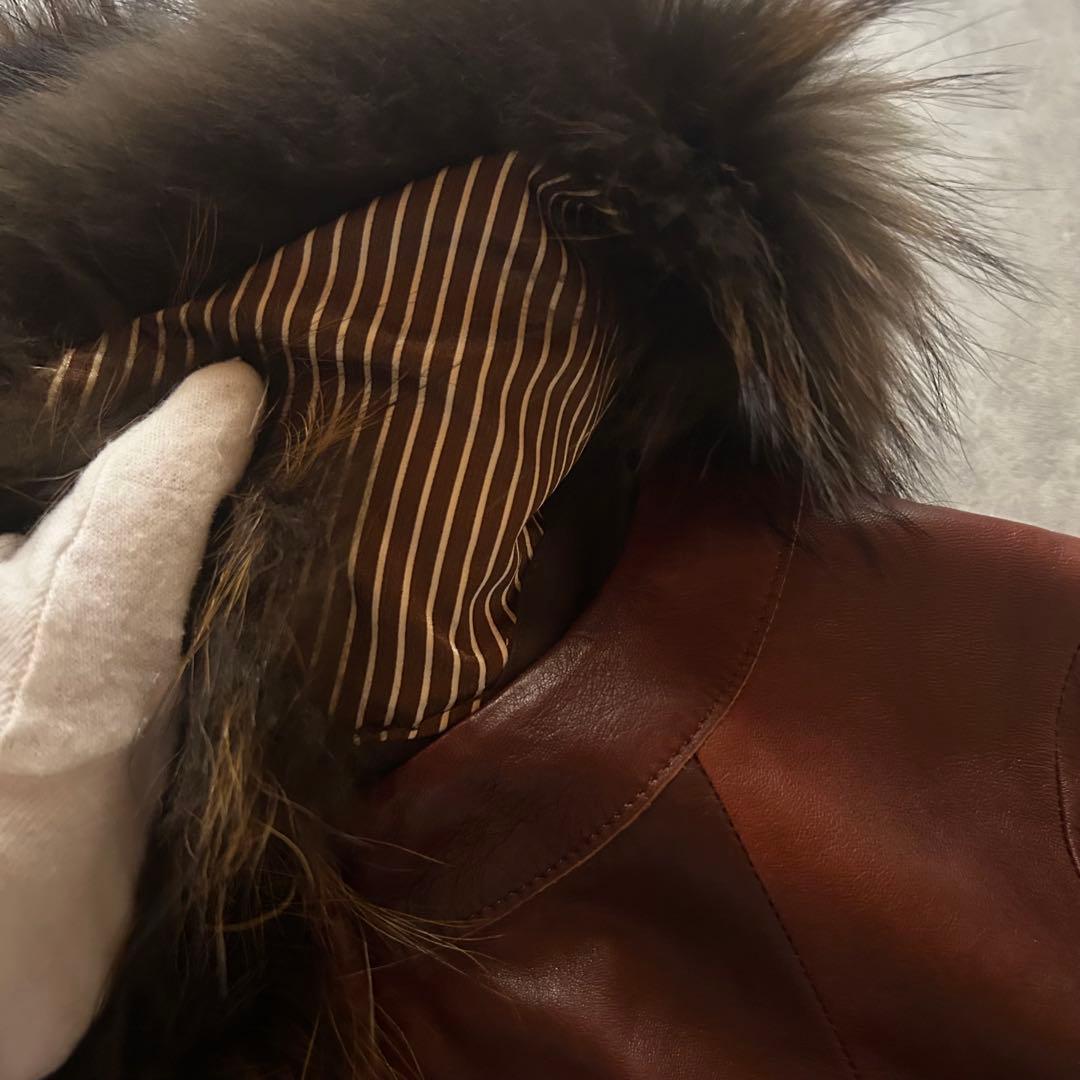 ジャケット・アウター archive grunge fur leather jacket brown