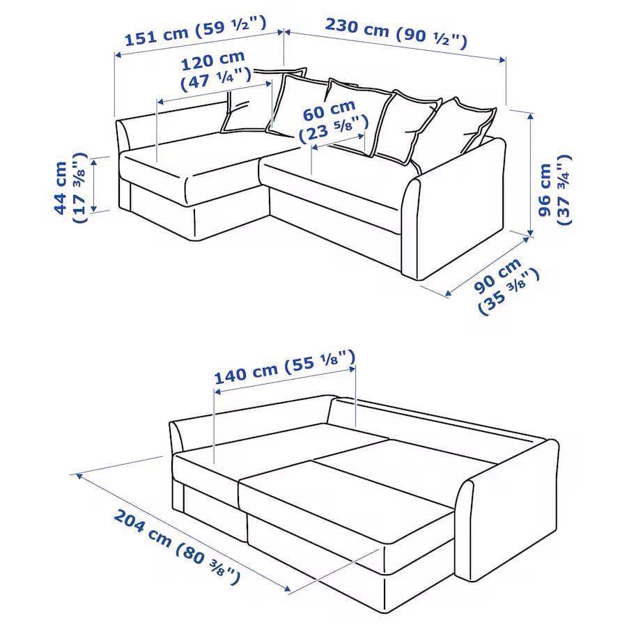 IKEA ホルムスンド コーナーソファベッド ミディアムグレー