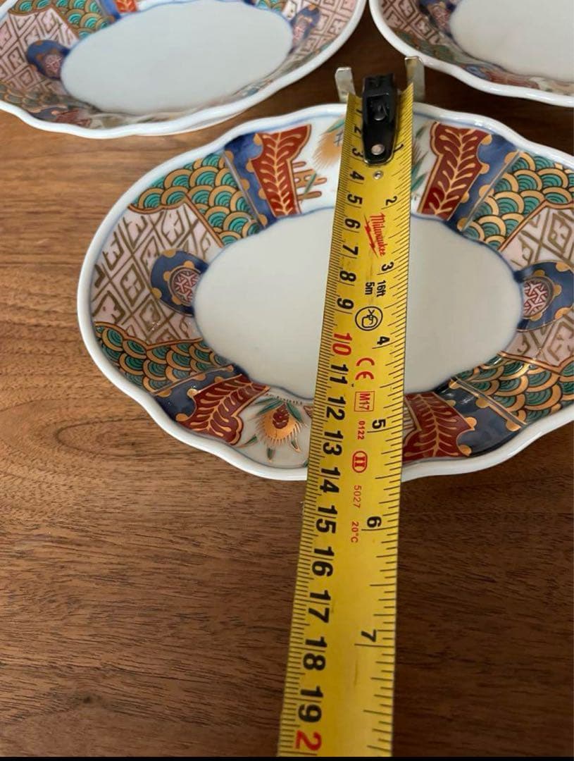美品　長春富貴　伊万里　取り皿　古伊万里　菱形　金彩色絵　豪華　5枚セット