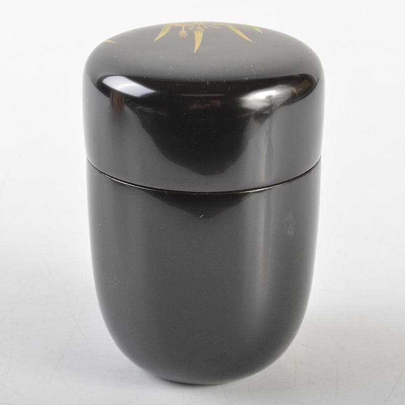 茶道具　塗師　牧田芳祥 作　あやめ蒔絵　長棗　共箱　V　R7229
