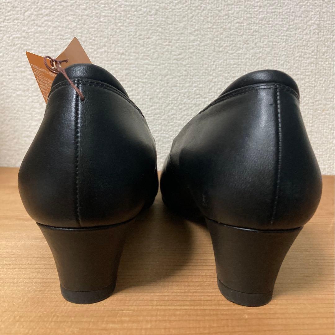 【美品】pedala ペダラ ブラック レザー スクエアトゥ パンプス 23.5