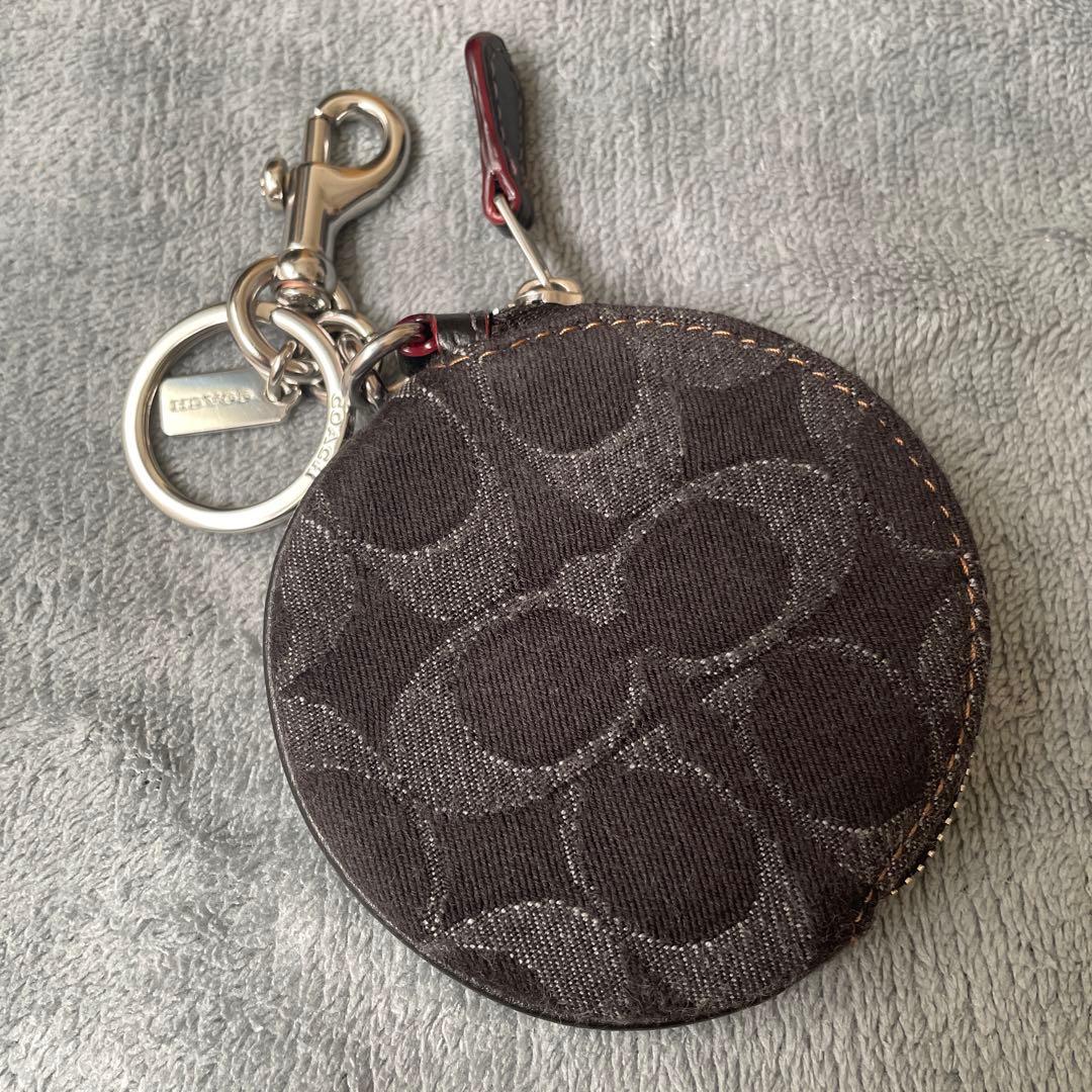 美品✨ コーチ COACH ケース 小銭入れ シグネチャー デニム 丸型
