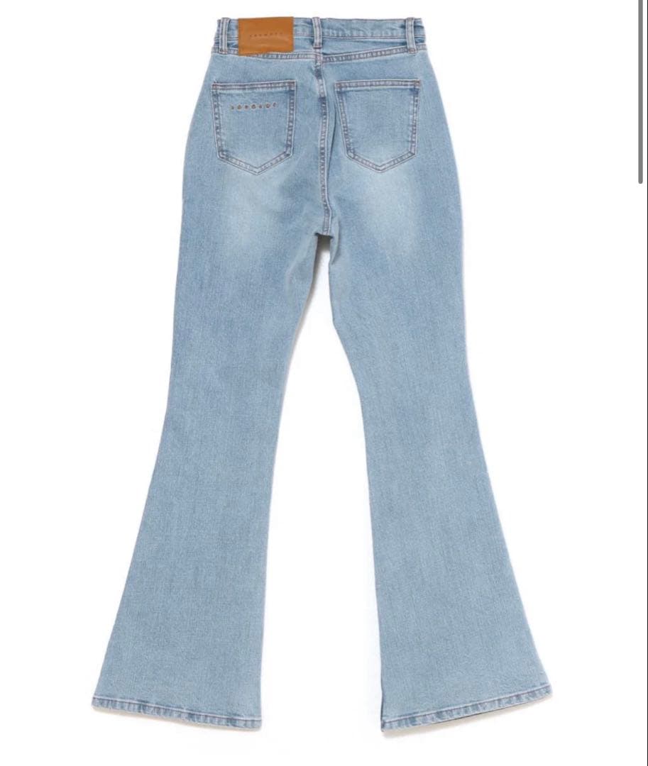 パンツ Mary logo flare denim blue beige