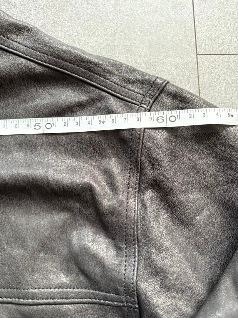 BEAMS ワイドショートフィット シープレザー ジャケット ブラック