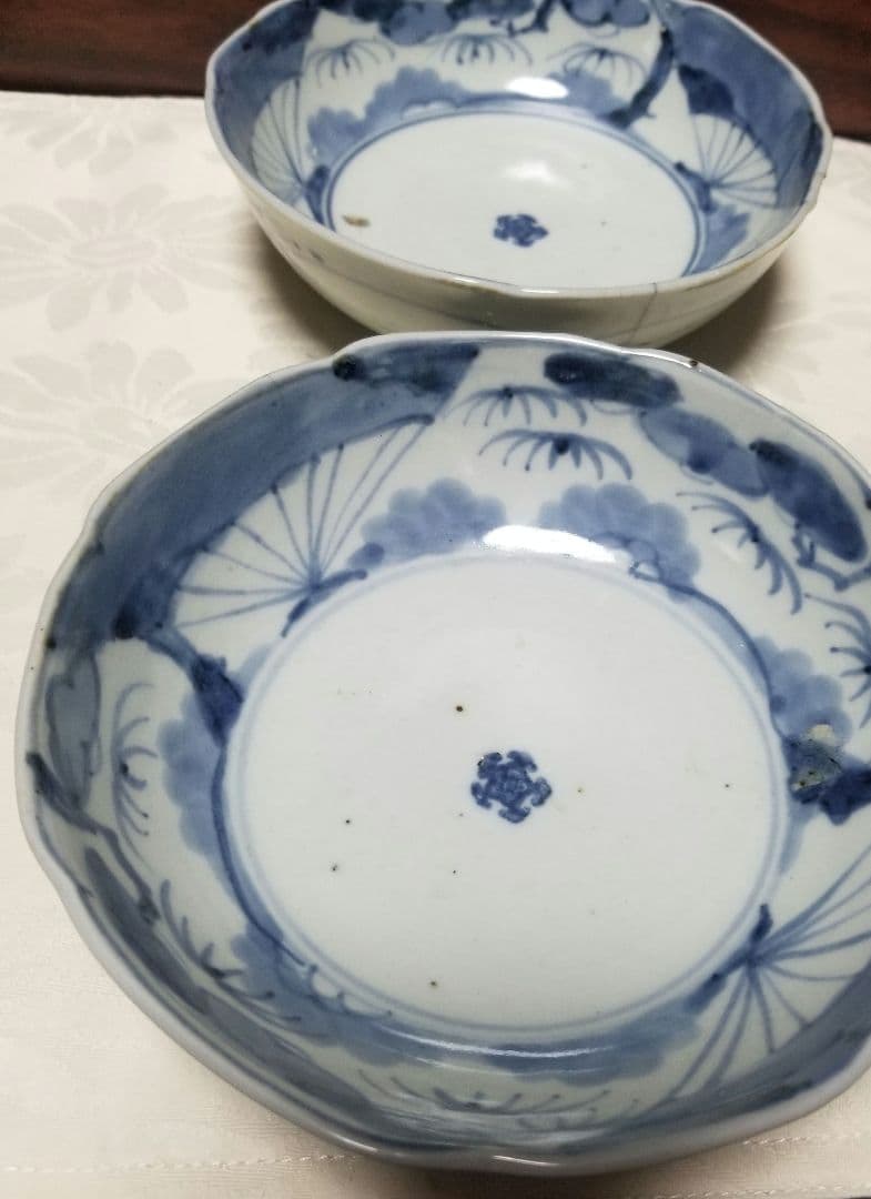 古伊万里 藍柿 松竹梅文 江戸中期 元禄 1688年-1704年頃4鉢
