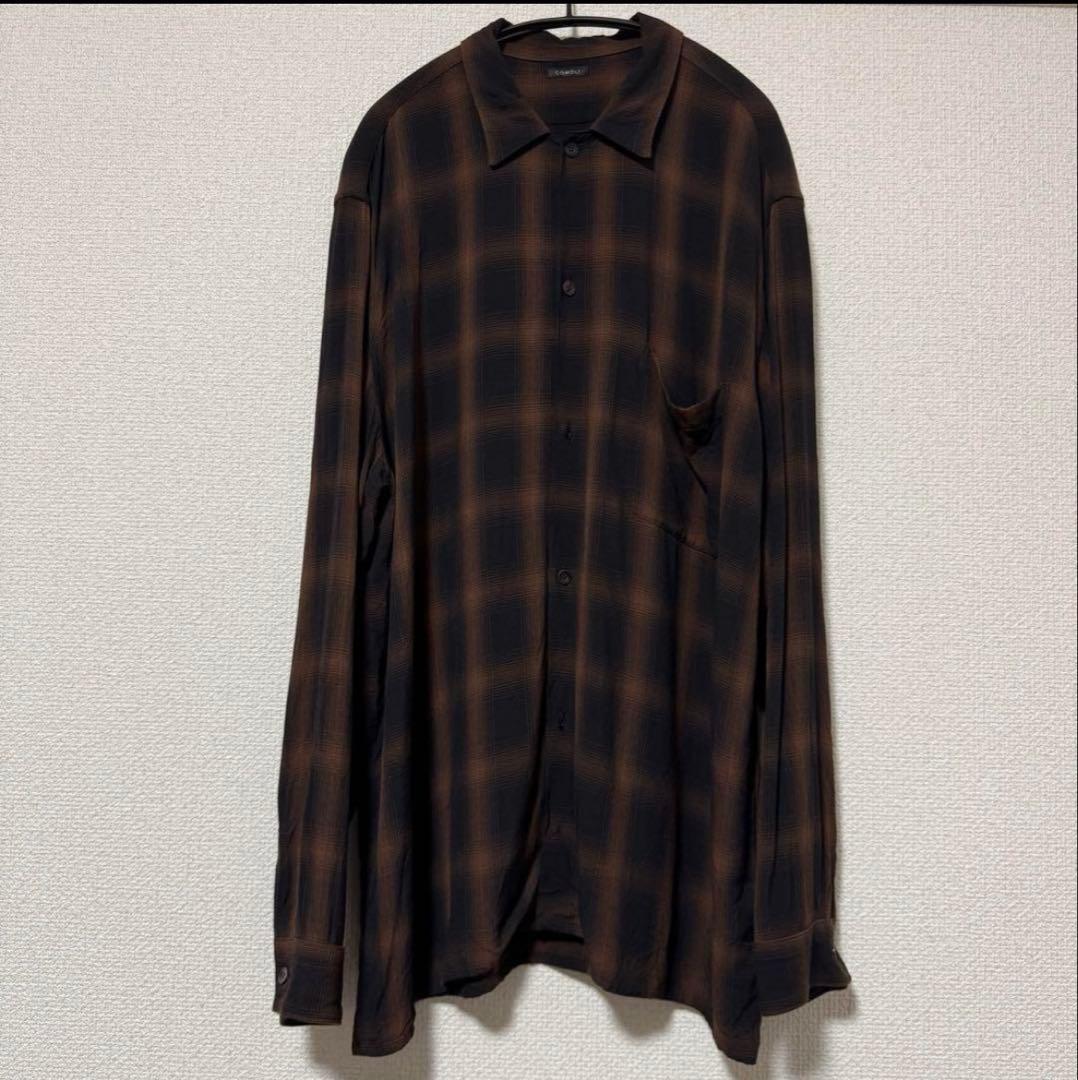 美品　24SS COMOLI レーヨンオープンカラーシャツ　チェック