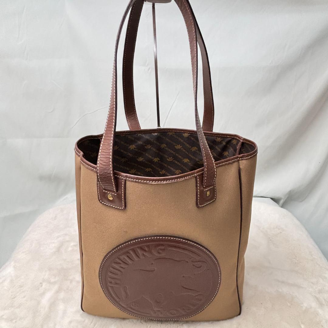 廃盤品　HUNTING WORLDサファリ キャンバス×レザートートバッグ