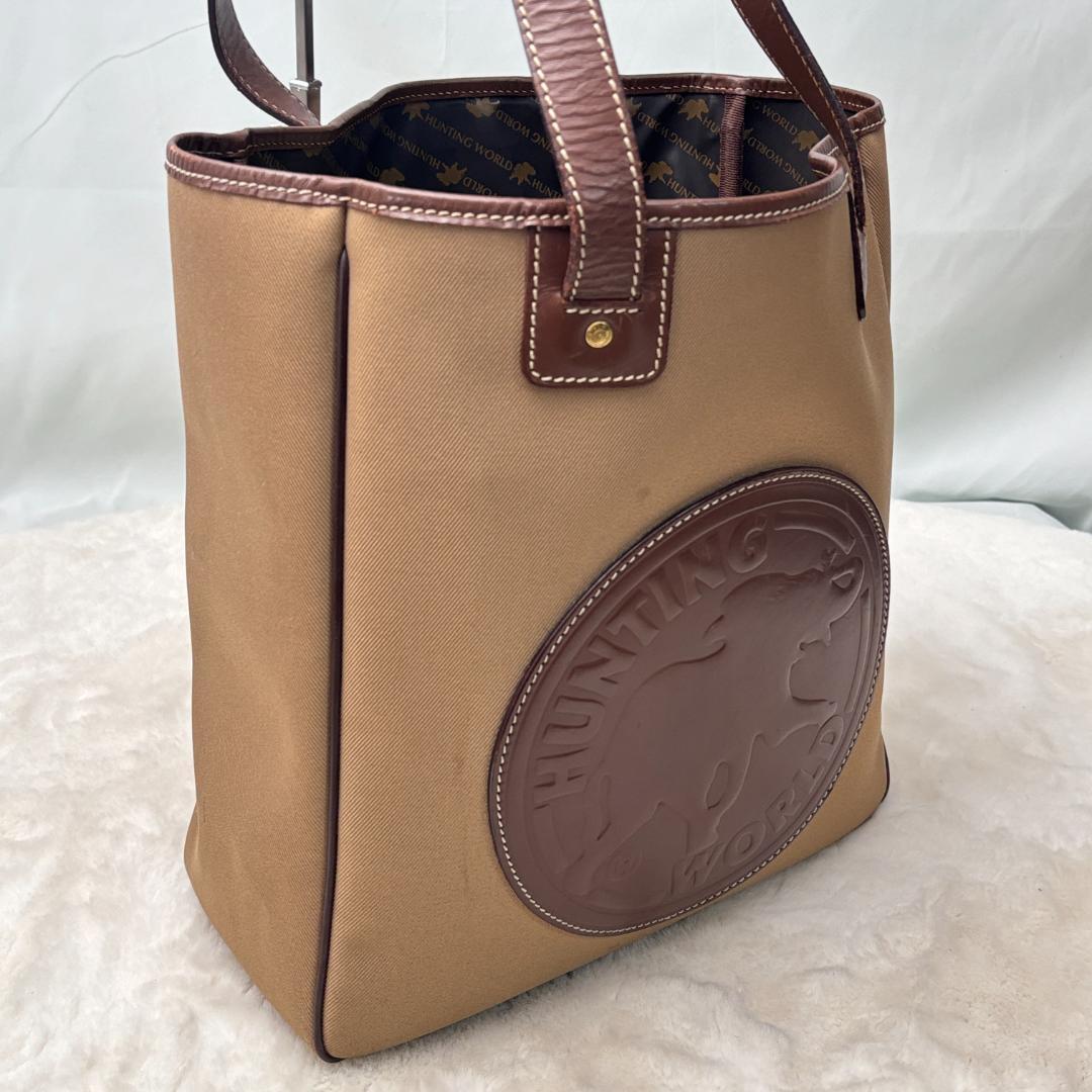 廃盤品　HUNTING WORLDサファリ キャンバス×レザートートバッグ