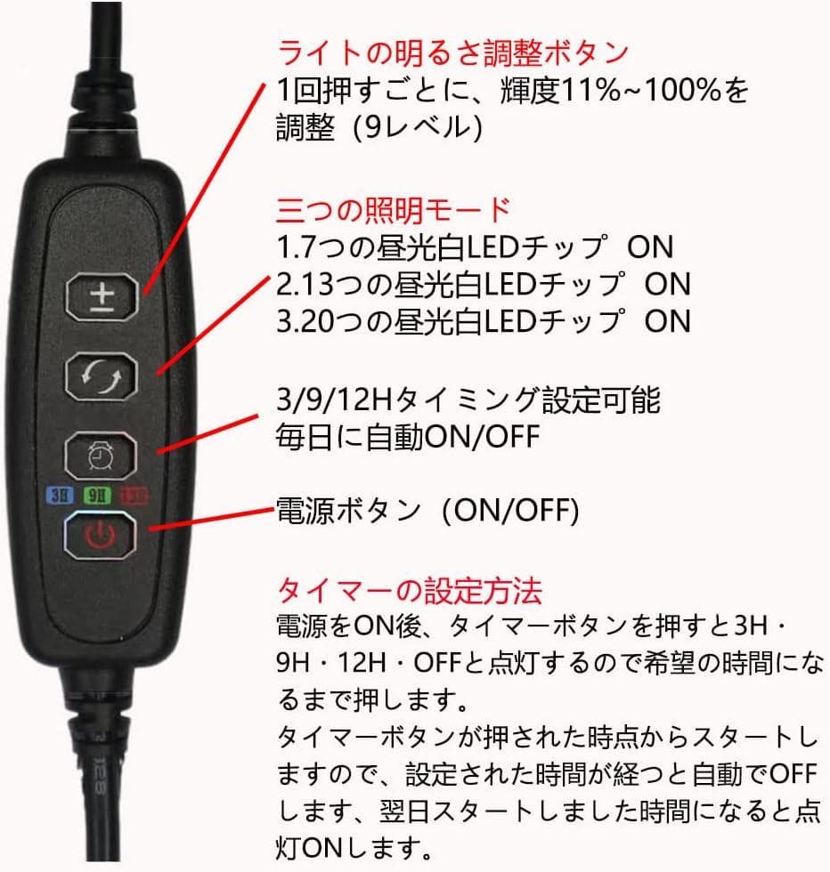 LED植物育成ライト スタンド付き4ヘッドプラントライト