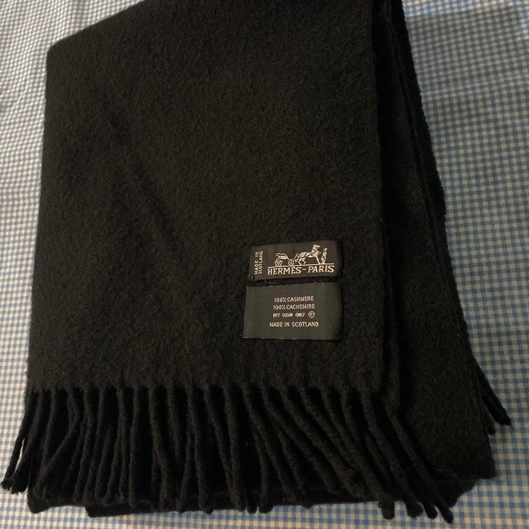 HERMES カシミヤ ブラック ストール