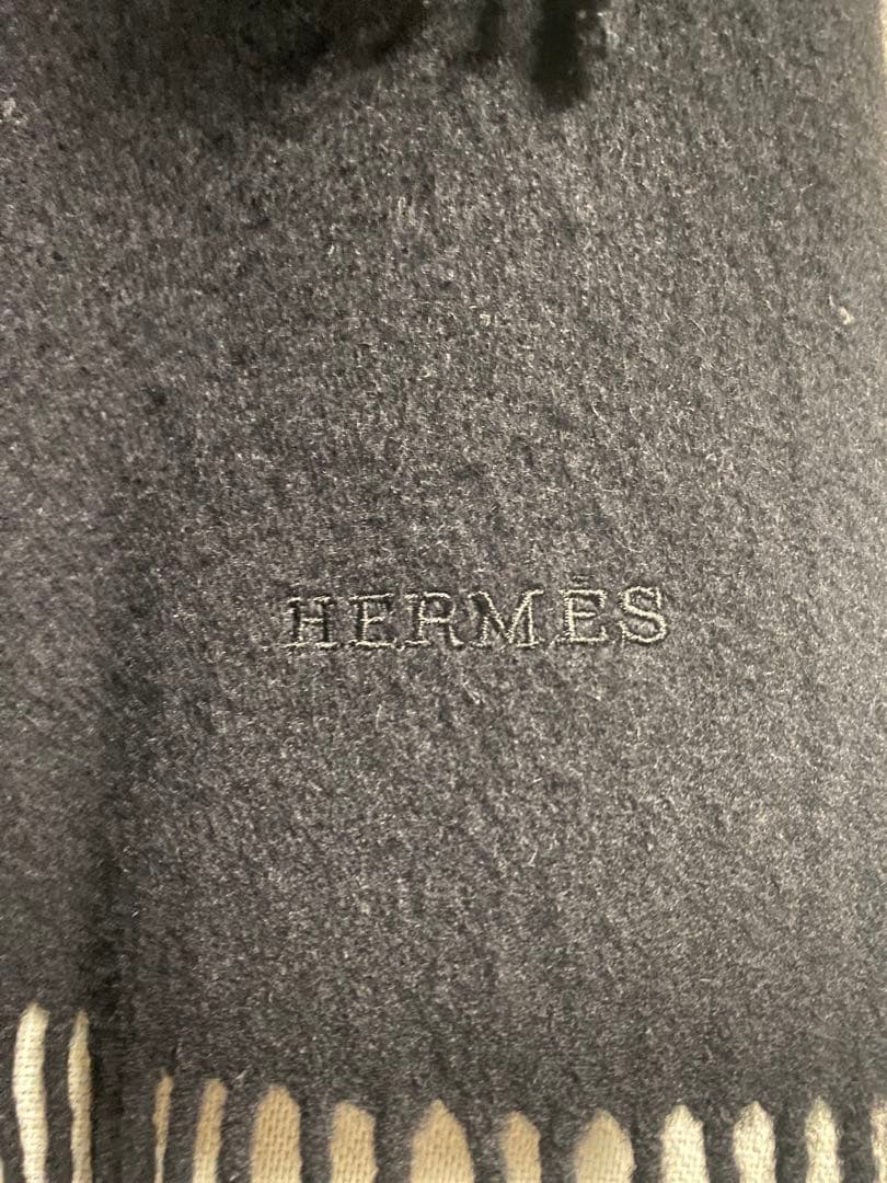 HERMES カシミヤ ブラック ストール