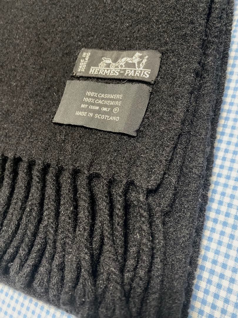 HERMES カシミヤ ブラック ストール
