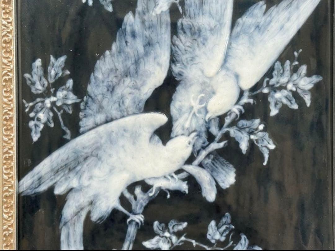 リモージュ　陶板絵　額装　インテリア　送料込み250712