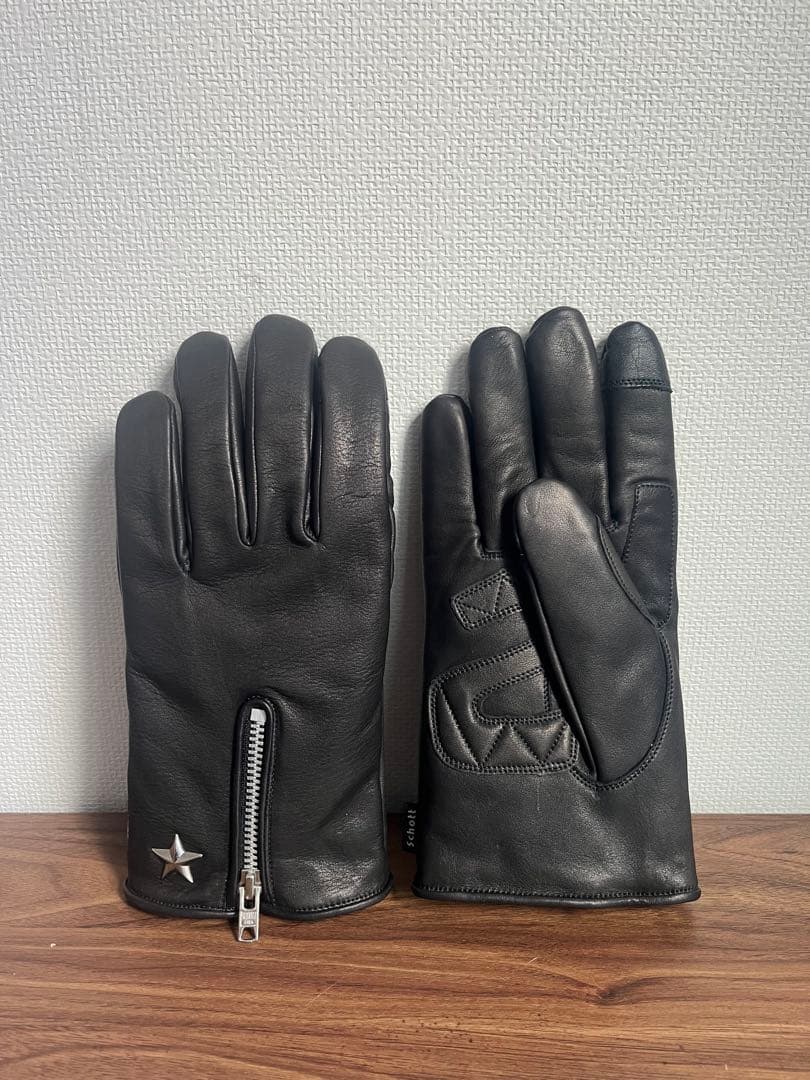 【新品】Schott ショット　レザーグローブ　ワンスター　黒色　BK