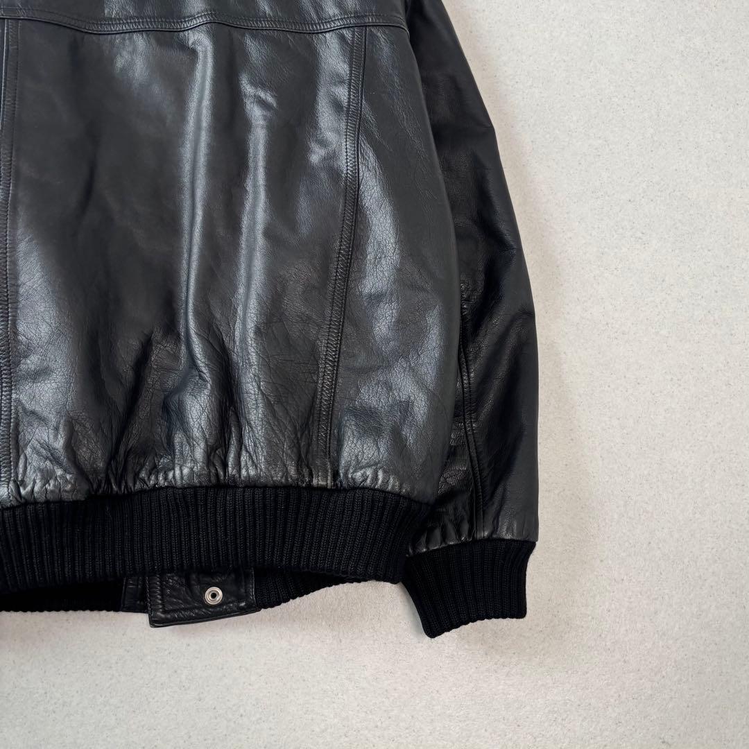 old vintage leather jacket black XL本革 ボア