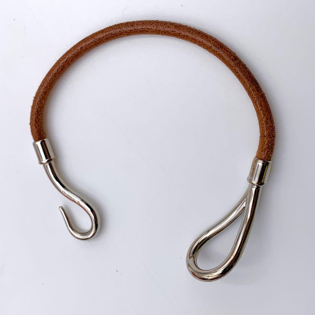 エルメス ジャンボ シルバー金具 ブラウンレザーブレスレット バングル　箱付き