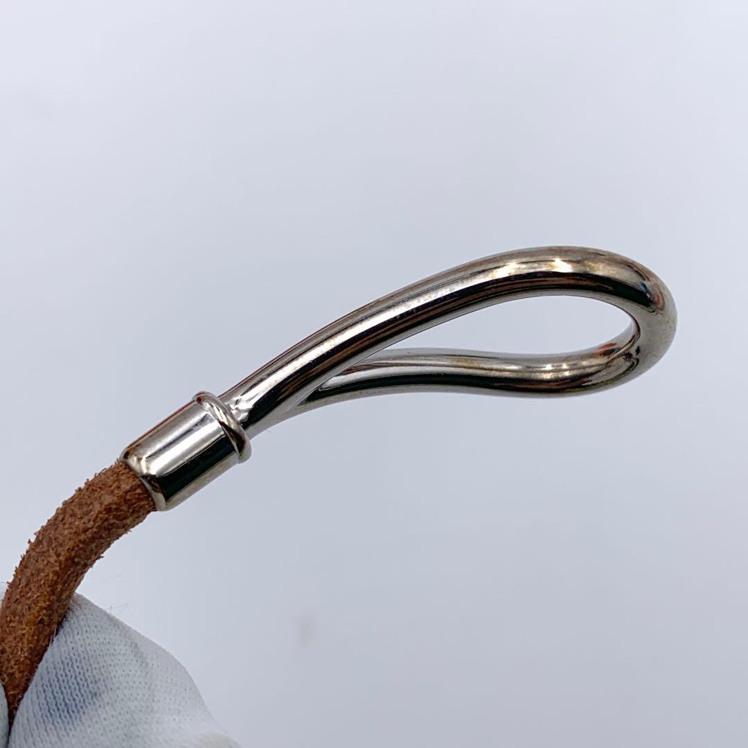 エルメス ジャンボ シルバー金具 ブラウンレザーブレスレット バングル　箱付き